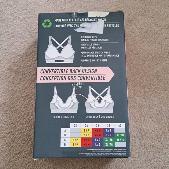 New! Puma 2 pack Seamless Sports Bras Medium Grey Black Convertible NWT - Picture 2 of 13